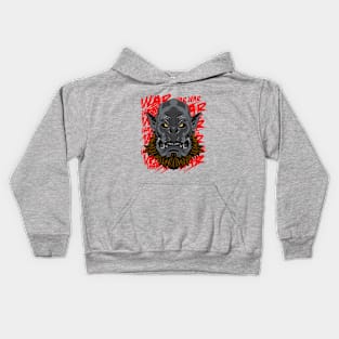 War Craft Gray Orc Head with Background Kids Hoodie